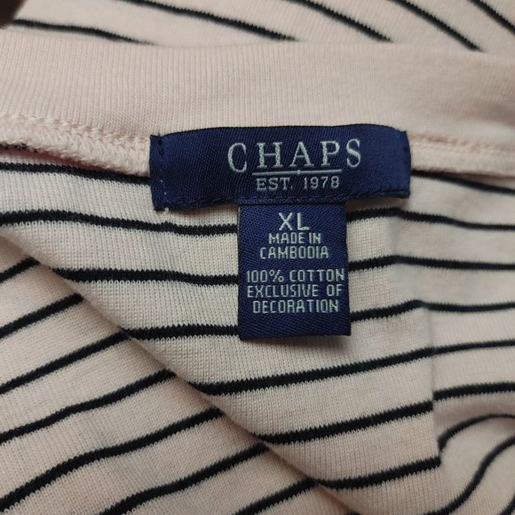 Chaps Women's White/Black Striped Long Sleeve Top XL - Picture 3 of 3